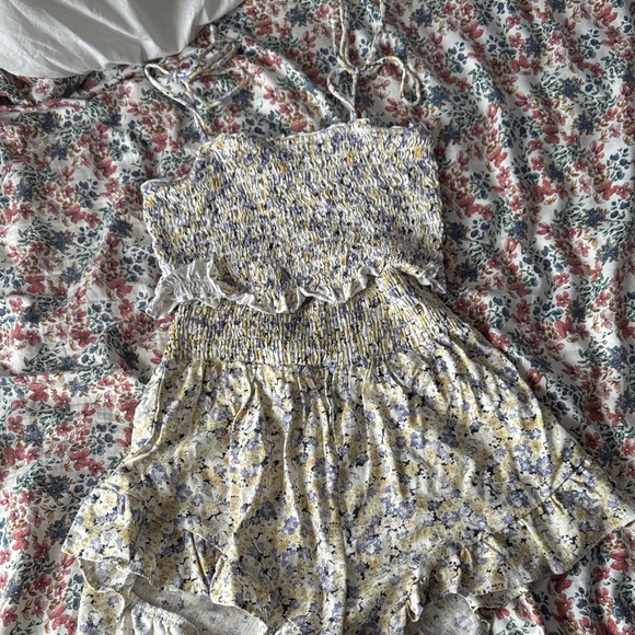 Floral Top and Shorts with Ruffle Hem - Picture 1 of 3